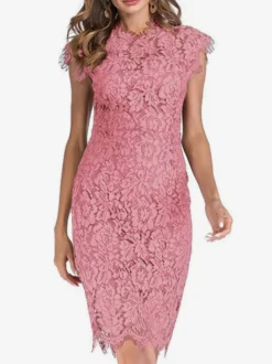 Robe moulante en dentelle pour anniversaire sans manches décolleté conçu robe fourreau mi-longue robe crayon décontractée 2026