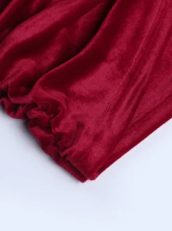 Robe moulante mini en velours froncé pour femme - Rouge sans bretelles ceinture drapée sur le côté - Tenue de cocktail printemps-été 2026
