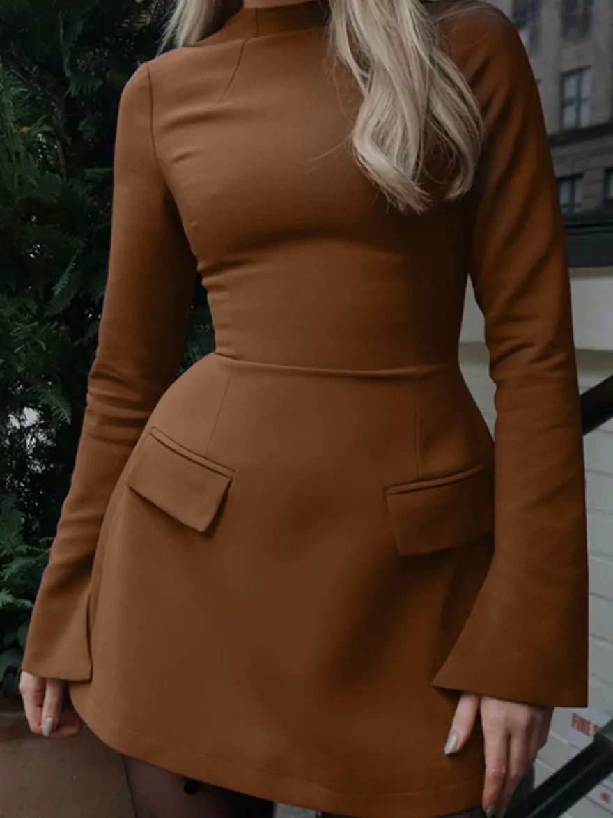 Robe moulante minimaliste à manches longues pour femme 2026