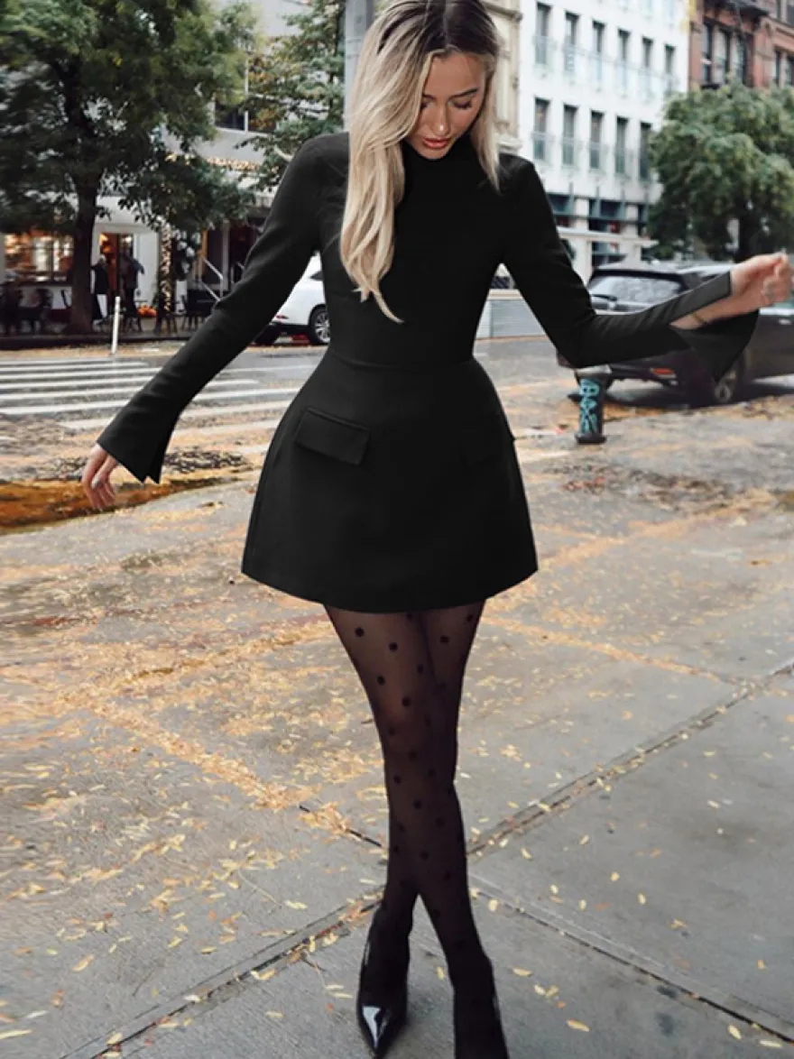 Robe moulante minimaliste à manches longues pour femme 2026