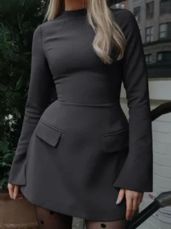 Robe moulante minimaliste à manches longues pour femme 2026