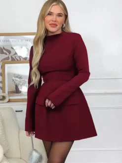 Robe moulante minimaliste à manches longues pour femme 2026