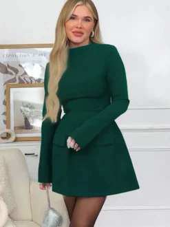 Robe moulante minimaliste à manches longues pour femme 2026