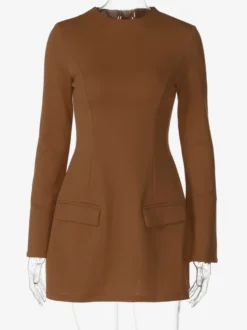 Robe moulante minimaliste à manches longues pour femme 2026