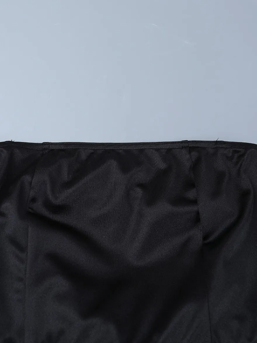 Robe moulante noire mini pour femme - Dos nu blanc avec nœud et traîne - Robe de soirée d'anniversaire sexy sans bretelles pour l'été 2026