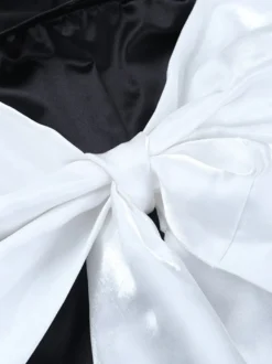 Robe moulante noire mini pour femme - Dos nu blanc avec nœud et traîne - Robe de soirée d'anniversaire sexy sans bretelles pour l'été 2026