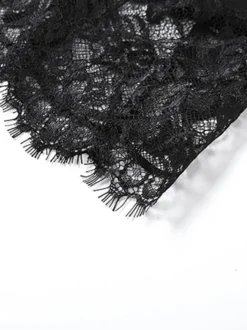 Robe nuisette à bordure en dentelle pour femme - Mini-robe d'été noire côtelée sans manches - Idéale pour les soirées d'été 2026