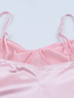 Robe nuisette rose pastel Coquette pour femme - Robe midi à bretelles et nœud sur le devant - Tenues pour un rendez-vous romantique au printemps 2026