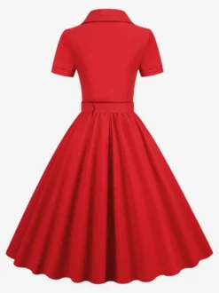 Robe rétro glamour style années 50 col en V boutons manches courtes superposées taille M style rockabilly