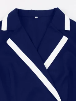 Robe rétro trapèze à col à revers contrasté et double poche pour femme (collection 2026)