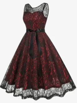 Robe rétro verte style années 50 bicolore ceinture sans manches col en V taille moyenne style rockabilly