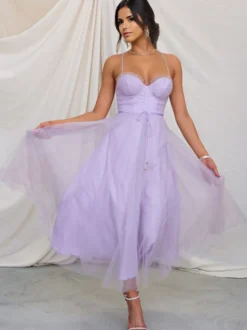 Robes De Soirée À Bretelle Robe Semi-formelle En Couches Sans Manches Plissée À Col En Cœur Bordeaux