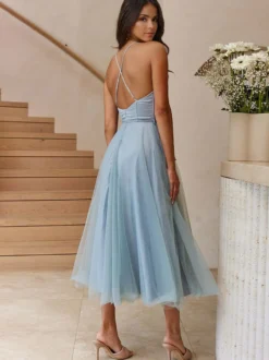 Robes De Soirée À Bretelle Robe Semi-formelle En Couches Sans Manches Plissée À Col En Cœur Bordeaux