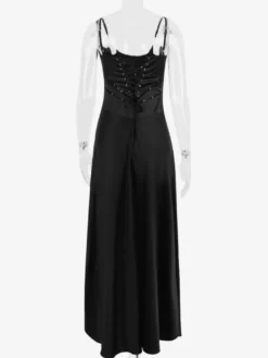 Robes De Soirée Bretelles Noires Lacets Robe Semi-Formelle Dos Nu