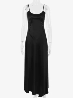 Robes De Soirée Bretelles Noires Lacets Robe Semi-Formelle Dos Nu