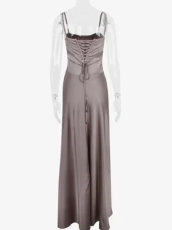 Robes De Soirée Bretelles Noires Lacets Robe Semi-Formelle Dos Nu