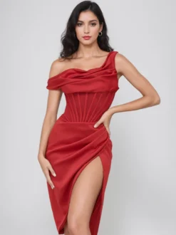 Robes De Soirée Corset Robe Moulante Semi-formelle À Une Épaule Robe Vert Sauge