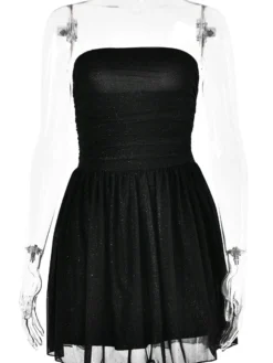 Robes De Soirée Courte Robe Semi-Formelle Sans Bretelles Avec Nœuds En Tulle