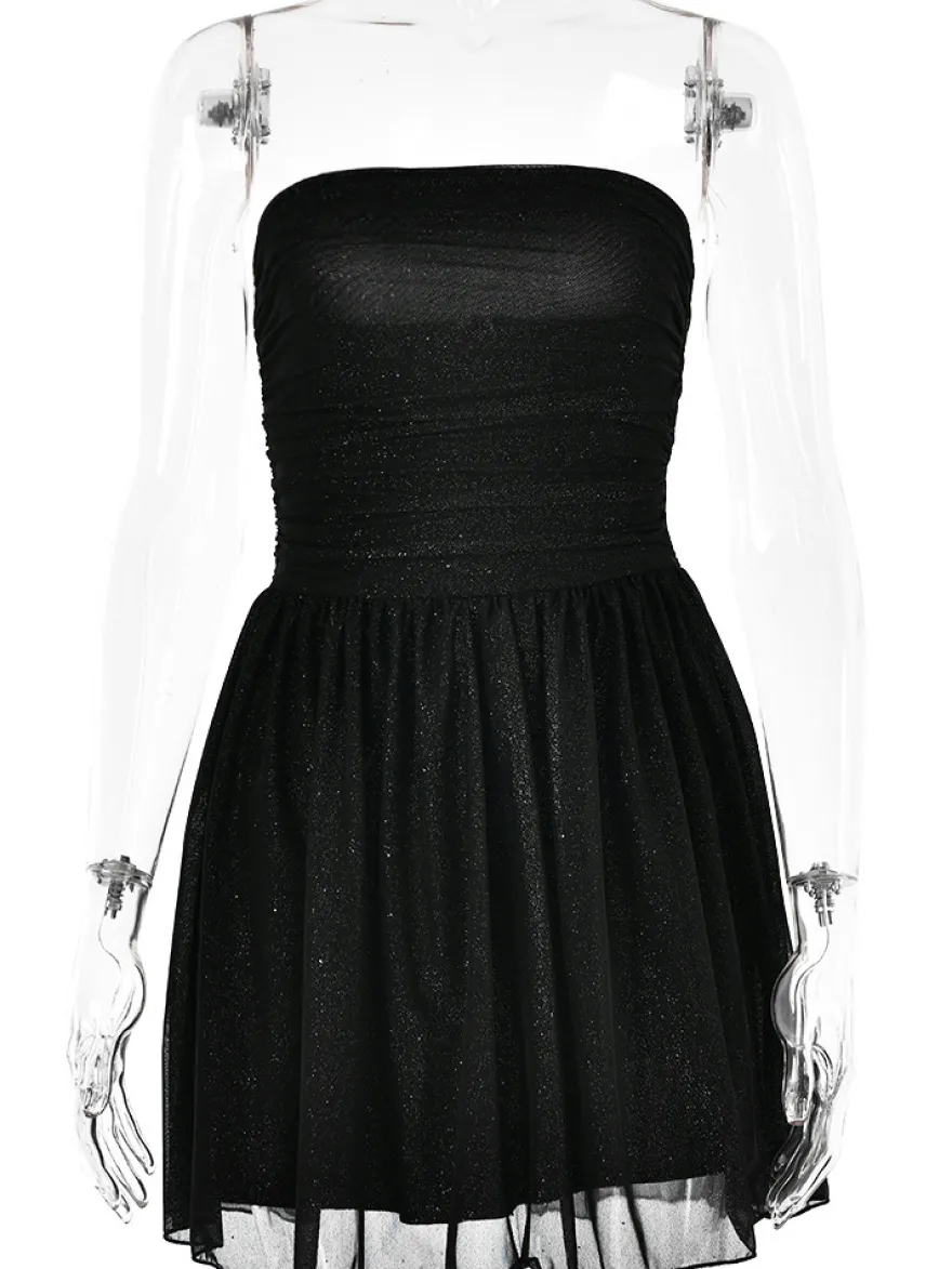 Robes De Soirée Courte Robe Semi-Formelle Sans Bretelles Avec Nœuds En Tulle
