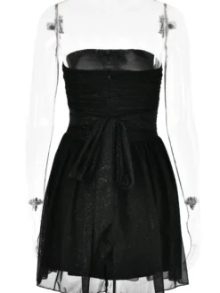 Robes De Soirée Courte Robe Semi-Formelle Sans Bretelles Avec Nœuds En Tulle