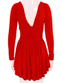 Robes De Soirée Courte Robe Semi-Formelle À Manches Longues Col En V Sexy