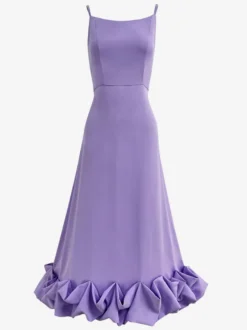 Robes de soirée Lilas à Bretelles Plissée Sans Manches Couches Robe Semi-Formelle