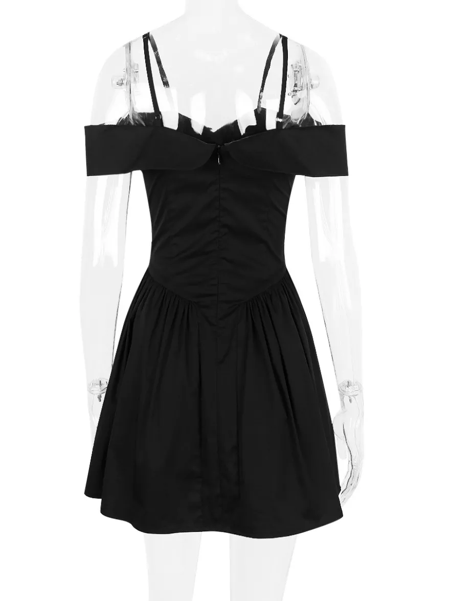 Robes De Soirée Robe Semi-Formelle Noire À Col Bateau Plissée