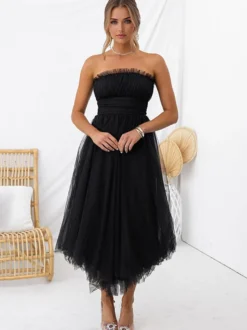 Robes De Soirée Robe Semi-formelle Plissée Sans Bretelles