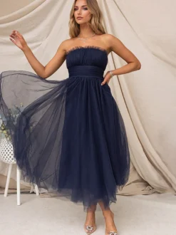 Robes De Soirée Robe Semi-formelle Plissée Sans Bretelles