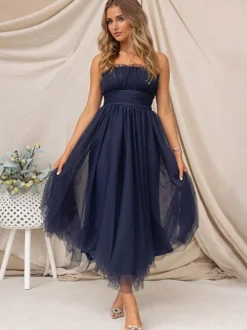 Robes De Soirée Robe Semi-formelle Plissée Sans Bretelles