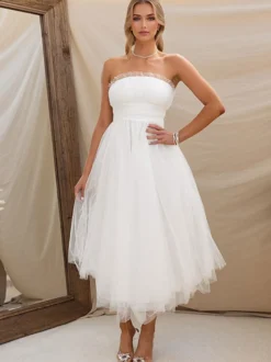 Robes De Soirée Robe Semi-formelle Plissée Sans Bretelles
