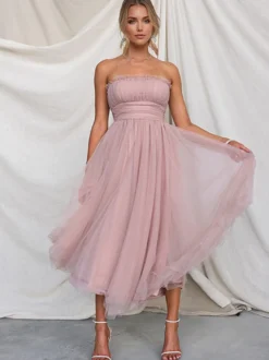 Robes De Soirée Robe Semi-formelle Plissée Sans Bretelles