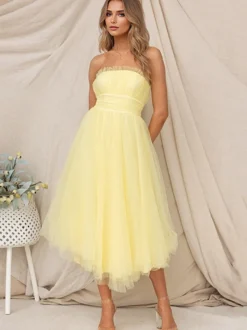 Robes De Soirée Robe Semi-formelle Plissée Sans Bretelles