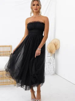Robes De Soirée Robe Semi-formelle Plissée Sans Bretelles