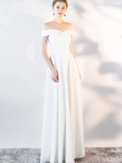 Robes De Soirée Robe Semi-formelle Blanche À Col Bateau Robe Longue