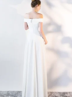 Robes De Soirée Robe Semi-formelle Blanche À Col Bateau Robe Longue