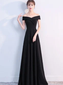 Robes De Soirée Robe Semi-formelle Blanche À Col Bateau Robe Longue