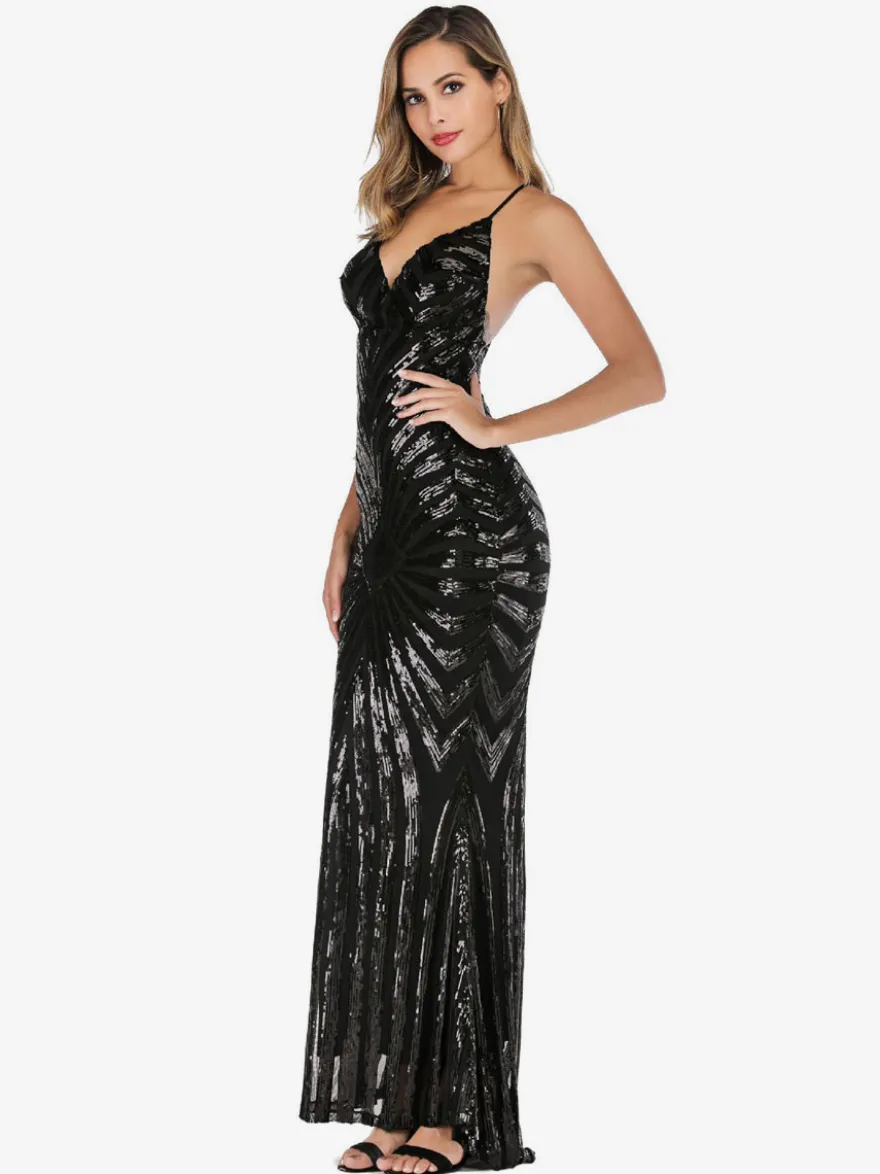 Robes De Soirée Robe Semi-formelle Verte À Bretelles À Manches Longues