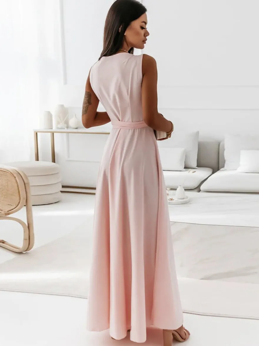 Robes De Soirée Robe Semi-formelle À Col En V À Lacets Sans Manches