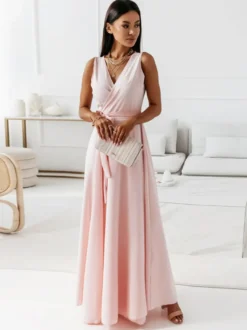 Robes De Soirée Robe Semi-formelle À Col En V À Lacets Sans Manches