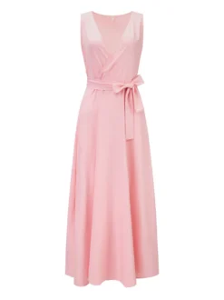 Robes De Soirée Robe Semi-formelle À Col En V À Lacets Sans Manches