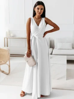 Robes De Soirée Robe Semi-formelle À Col En V À Lacets Sans Manches