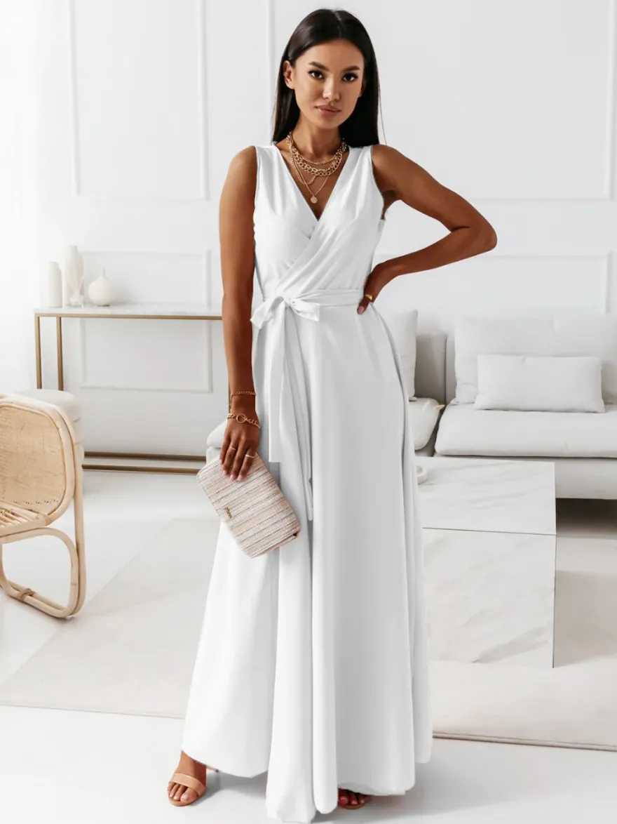 Robes De Soirée Robe Semi-formelle À Col En V À Lacets Sans Manches