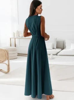 Robes De Soirée Robe Semi-formelle À Col En V À Lacets Sans Manches