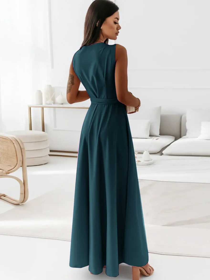 Robes De Soirée Robe Semi-formelle À Col En V À Lacets Sans Manches