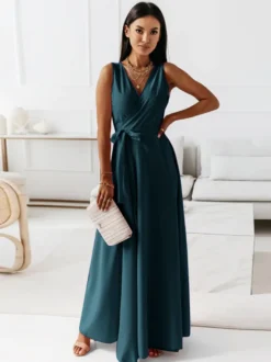 Robes De Soirée Robe Semi-formelle À Col En V À Lacets Sans Manches