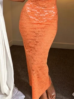 Robes de soirée sexy dos nu à col V sans manches en dentelle