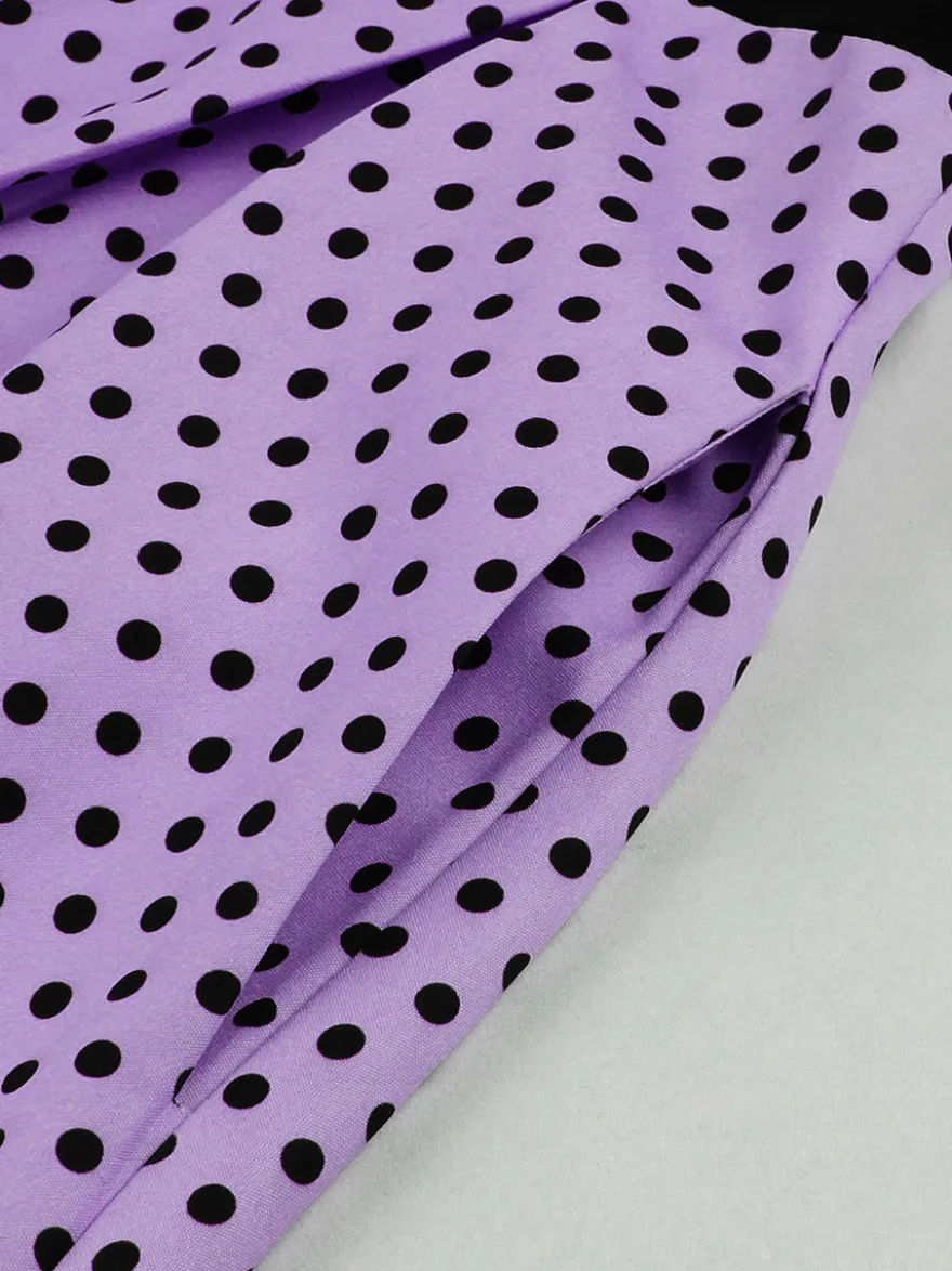 Robe swing vintage années 1950 robe à pois contrastés col carré robe de thé