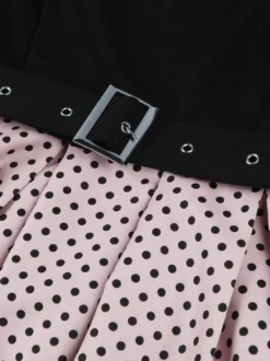 Robe swing vintage années 1950 robe à pois contrastés col carré robe de thé
