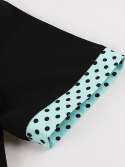 Robe swing vintage années 1950 robe à pois contrastés col carré robe de thé